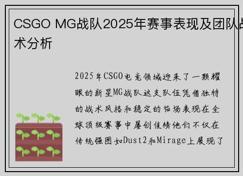 CSGO MG战队2025年赛事表现及团队战术分析